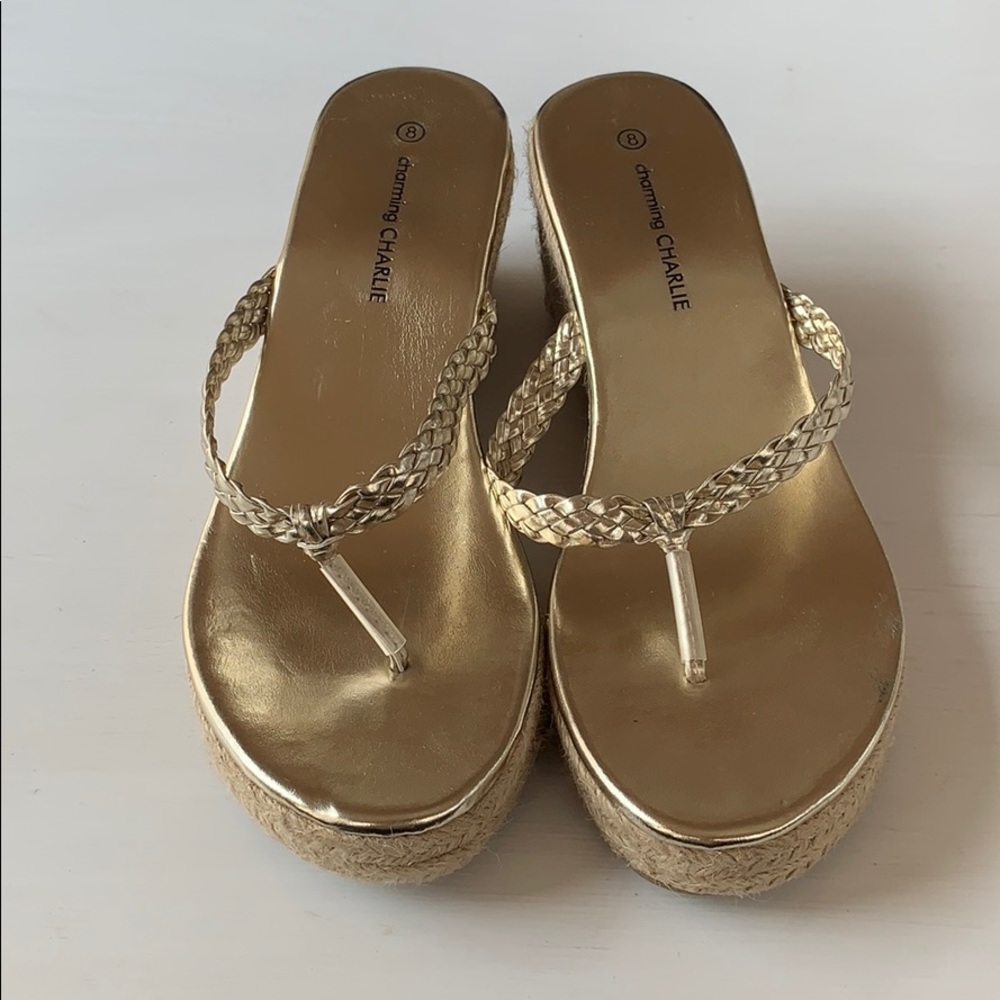 Charming Charlie good time wedge flip flop sandals